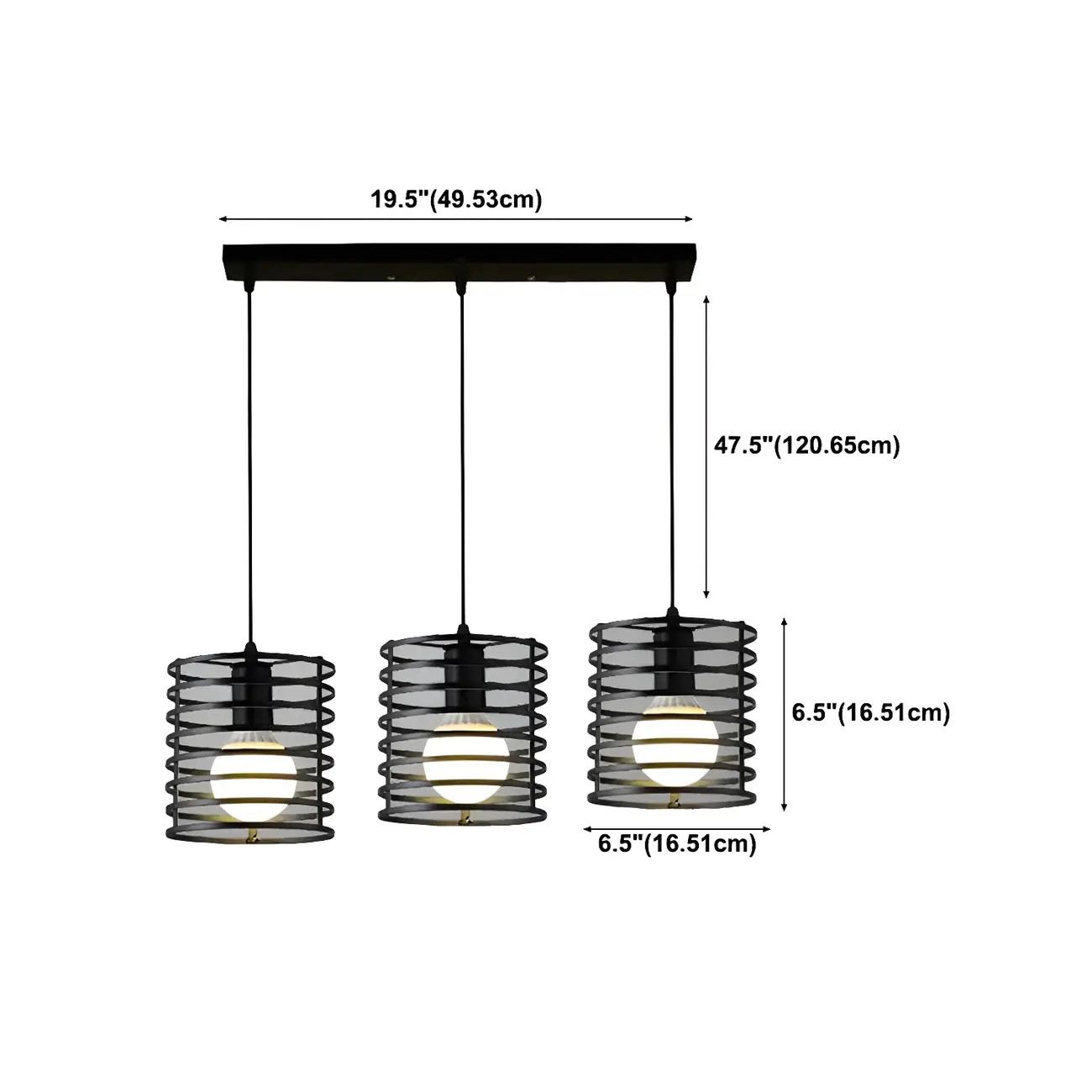 Industrial Black 3-Light Lantern Pendant Light