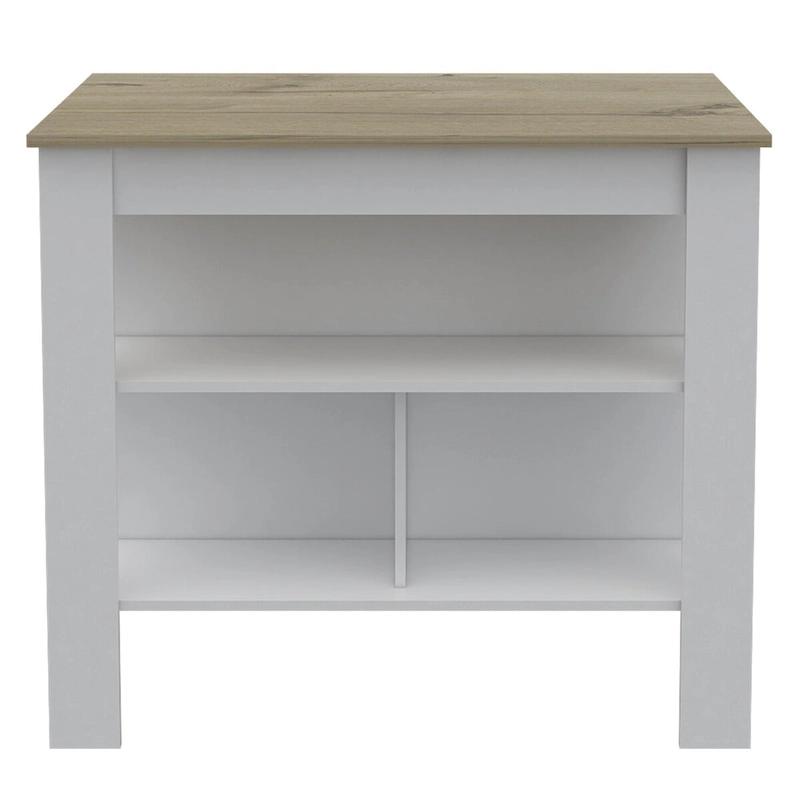 Rockaway 3-Shelf Kitchen Island White and Light Oak