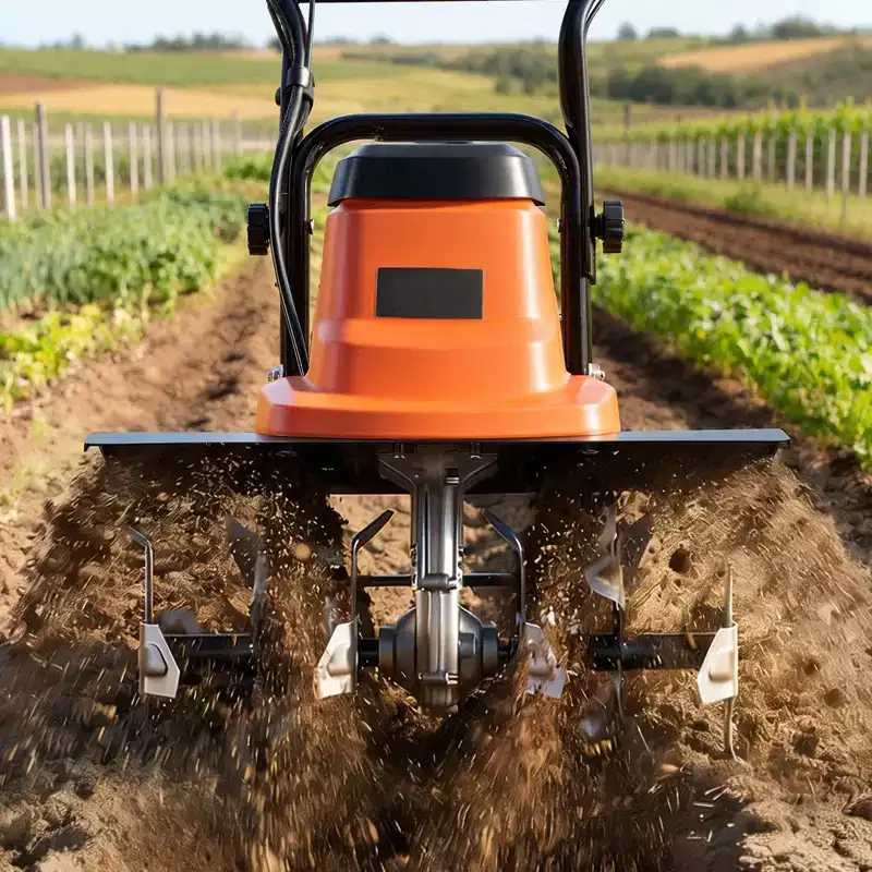VEVOR Corded Electric Tiller, 18 Inch Tilling Width Garden Rototiller, 13.5-Amp Motor, Cultivator with Steel Tines and Foldable Handle, Orange&Black