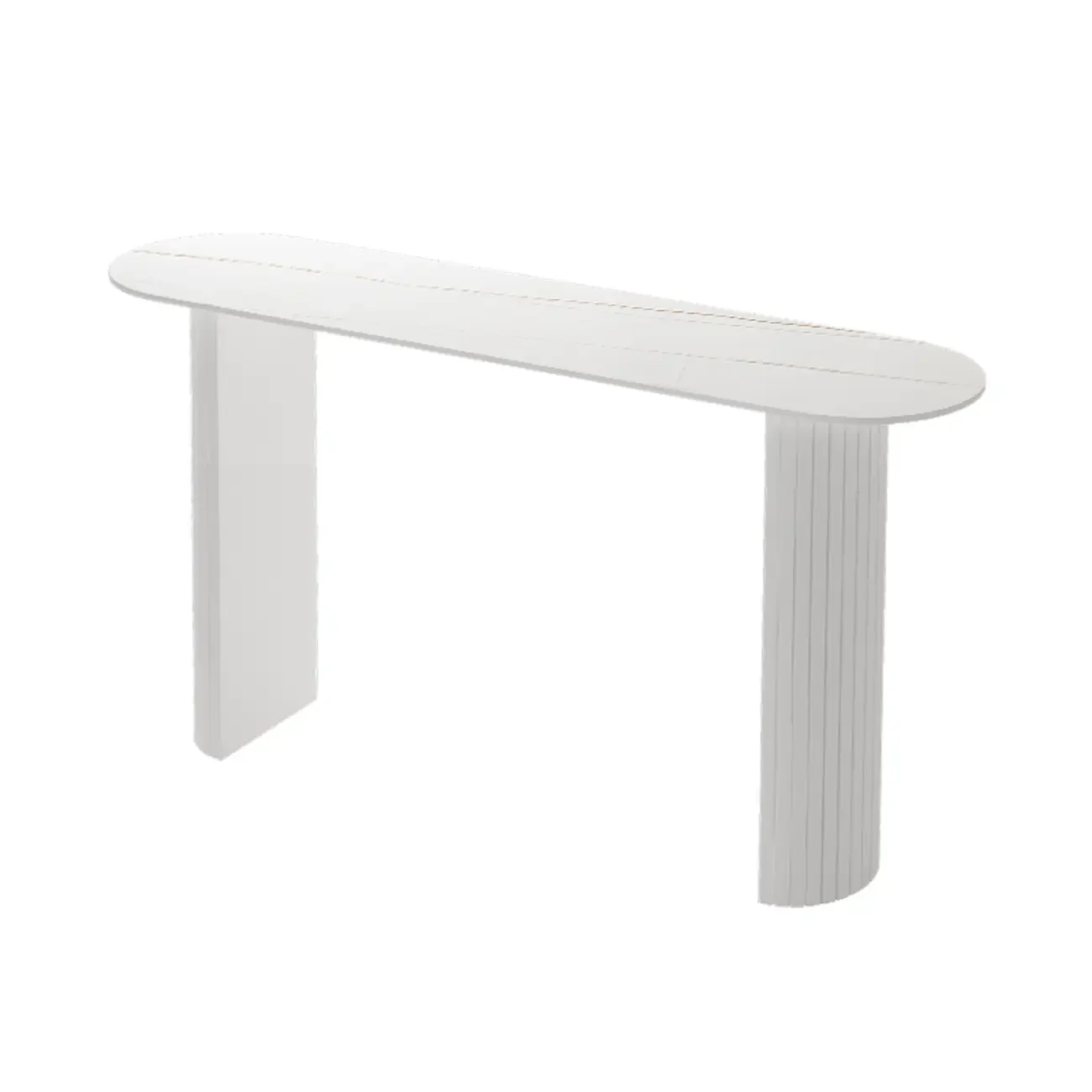 Scandinavian Oblong Black Stone Ribbed Steel Bar Tables