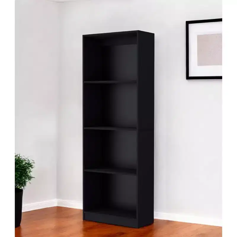 HomeRoots 71 Black Wood Four Tier Bookcase