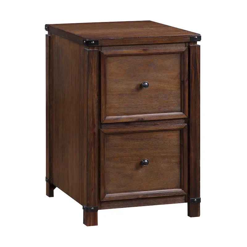 OS Home & Office Furniture Two Drawer File Cabinet in Brushed Walnut Wood Veneer