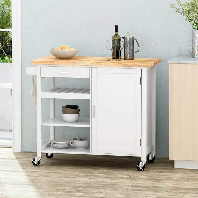 Westcliffe Contemporary Kitchen Cart with Wheels by Christopher Knight Home - 41.75 W x 18.90 D x 35.25 H