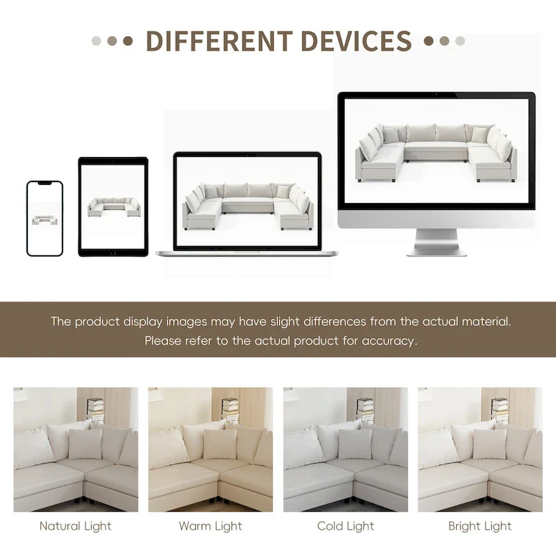 116  Chenille U-Shaped Modular Sectional Sofa, 8-Seater