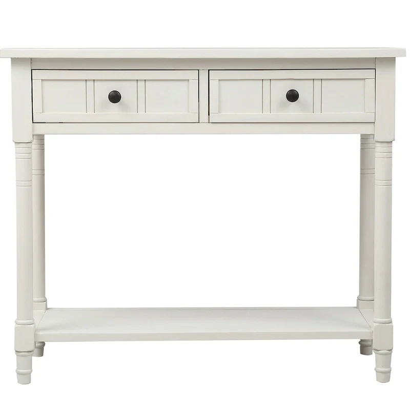 Daisy Series Wood Console Table with Two Drawers and Shelf - 13.80 x 35.43 x 29.90