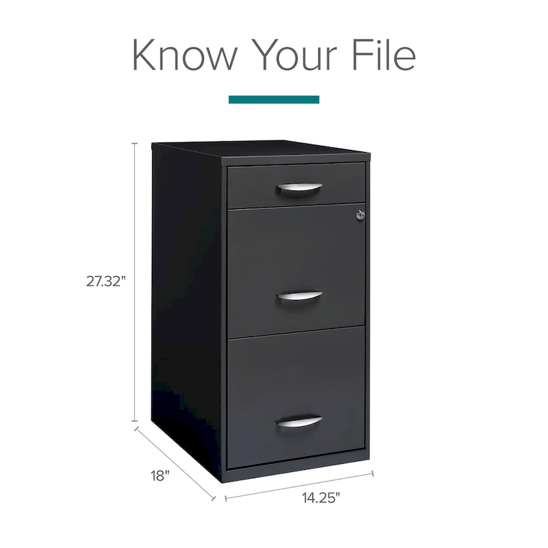 Space Solutions 3 Drawer Letter Width Vertical File Cabinet with Pencil Drawer, Charcoal