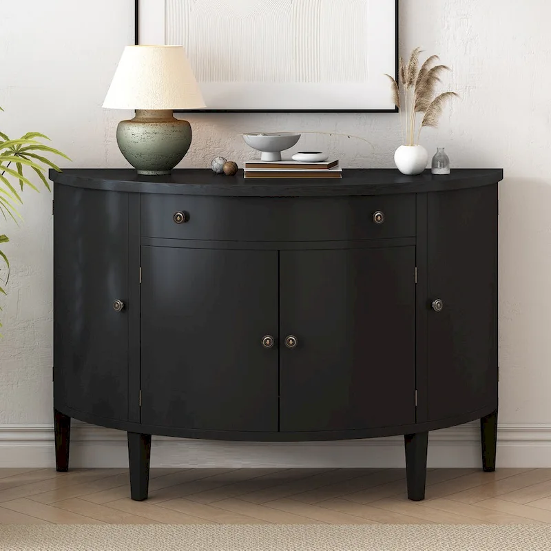 4-Door Storage Cabinet with Drawer and Adjustable Shelves