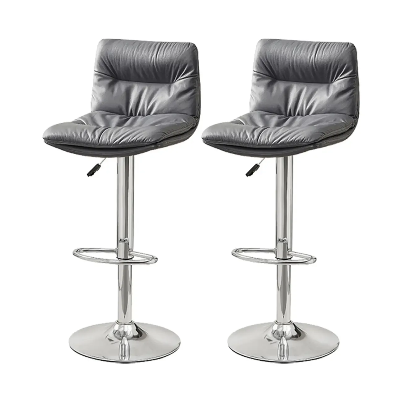 Modern Leather Saddle Swivel Adjustable Bar Stool