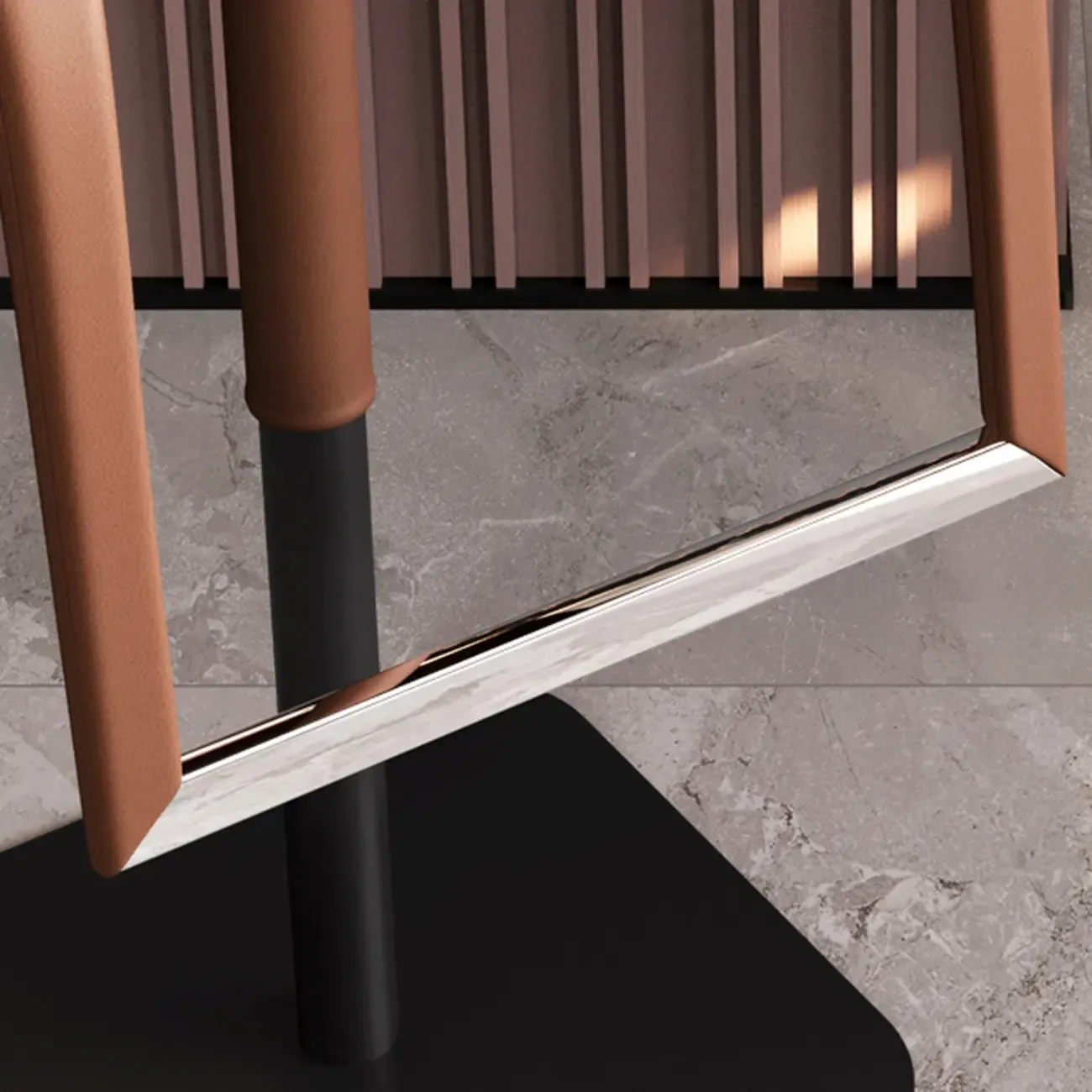 Modern Rectangle Backless Leather Adjustable Swivel Bar Stools