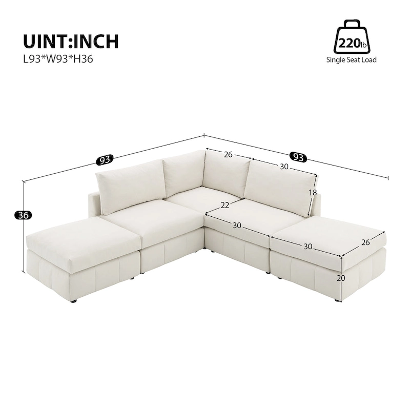 [VIDEO provided][New]93Modern Sectional Sofa with Vertical Stripes,5-Seat Armless Couch Set with Convertible Ottomans,Various C