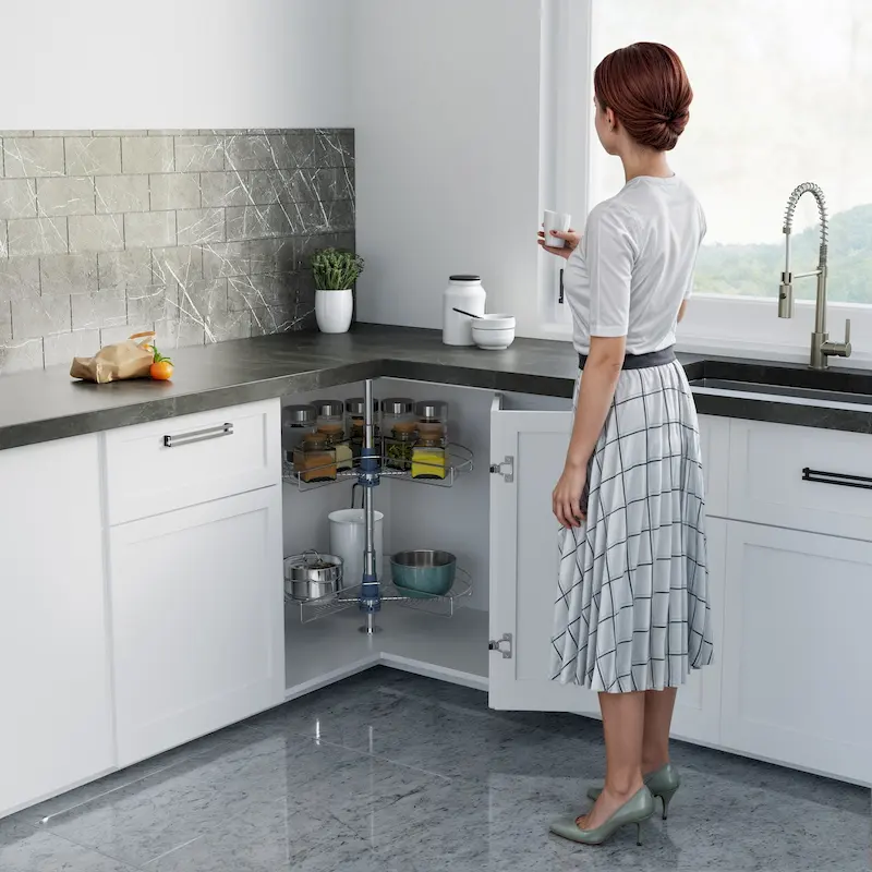 Dowell Lazy Susan 24  Diameter - 270 Degree Double Rack Stainless Steel