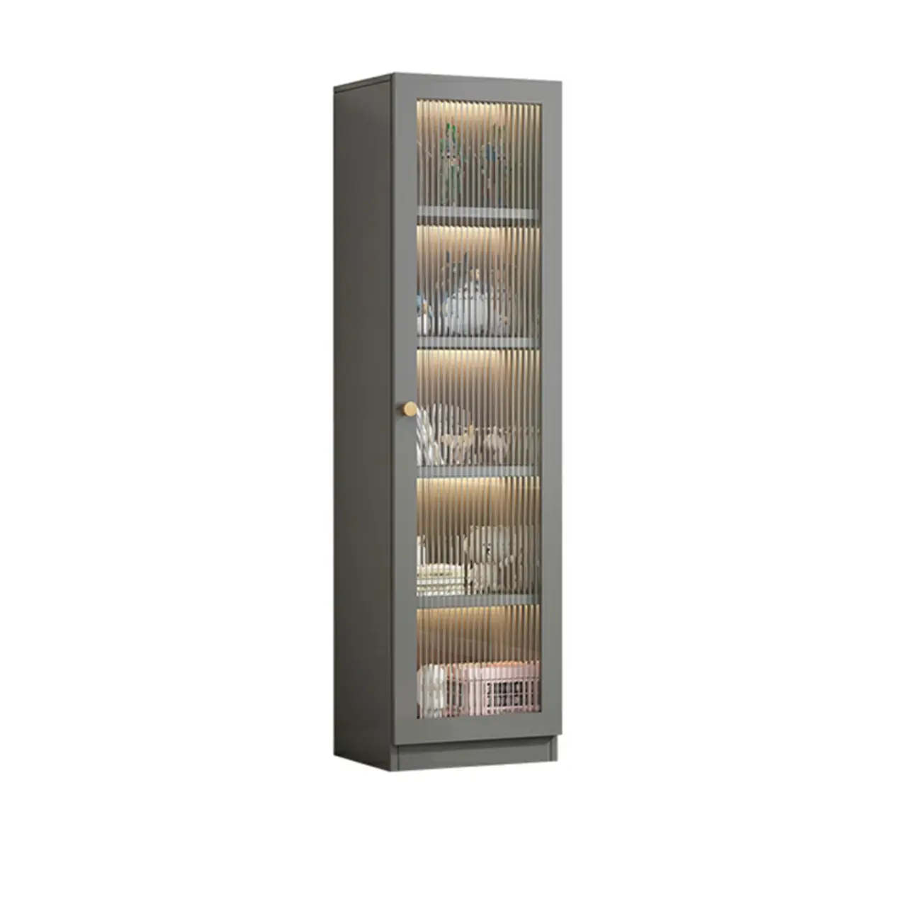 Simple Modern Gray Clear Cover Wooden Display Cabinet