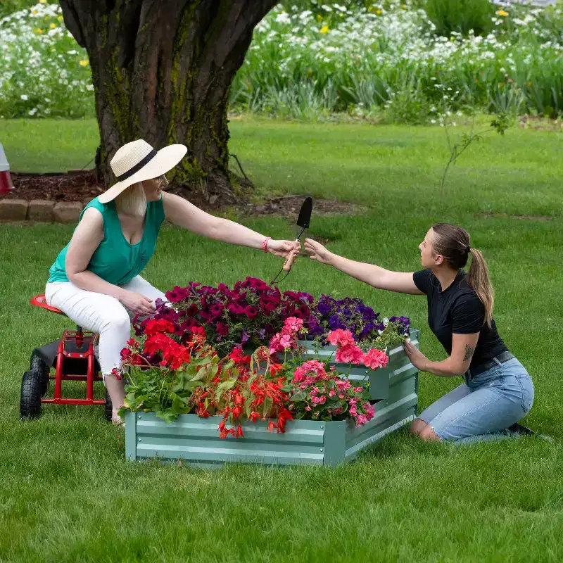 Sunnydaze 2-Tier Galvanized Steel Raised Garden Bed - 17.75 H