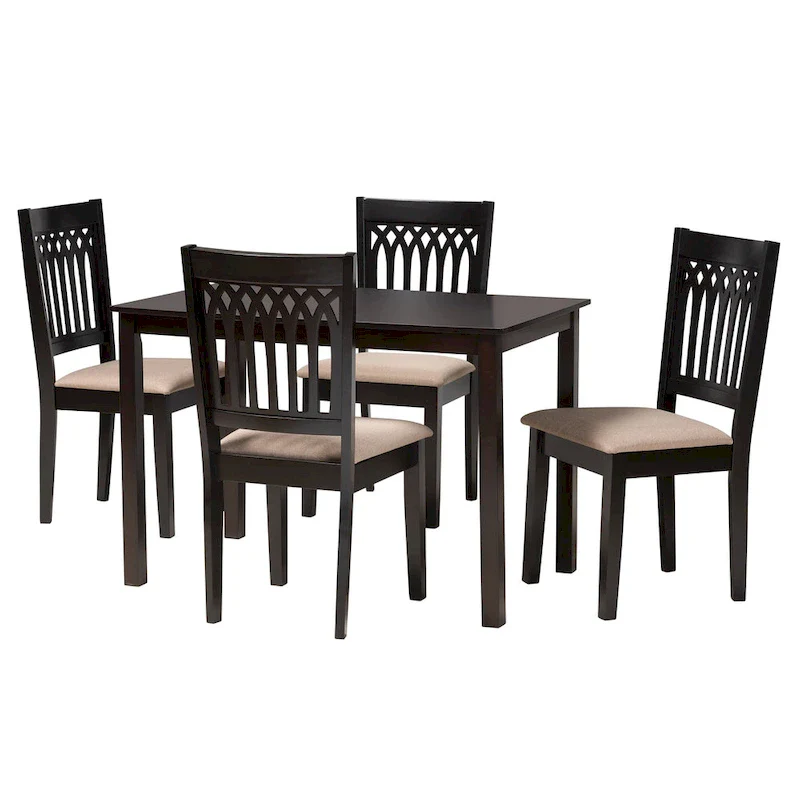 Modern Fabric and Wood Dining Set