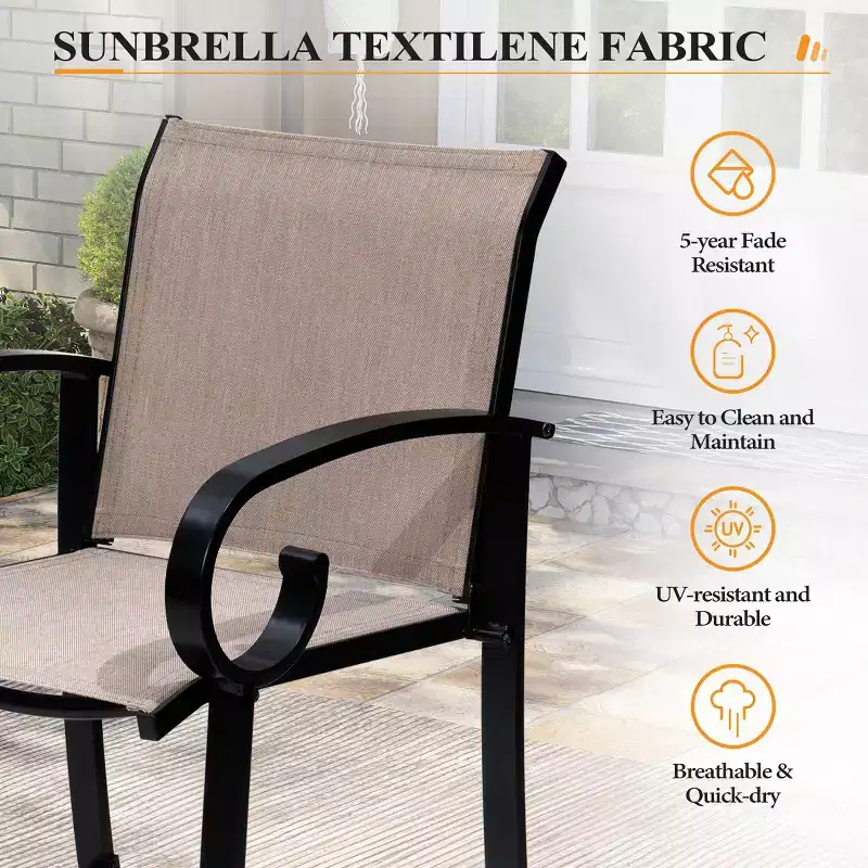 Crestlive Products 27.8'' Counter Height Set of 2 Swivel Bar Stools Aluminum Frame with Sunbrella Fabric