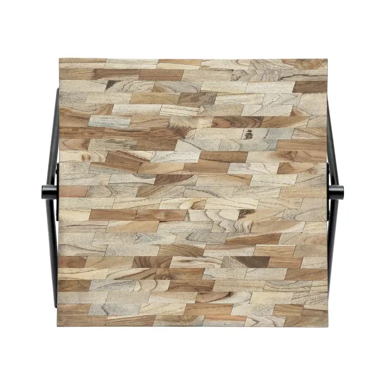 Mango Wood Coffee Table with Iron V-Shaped Legs