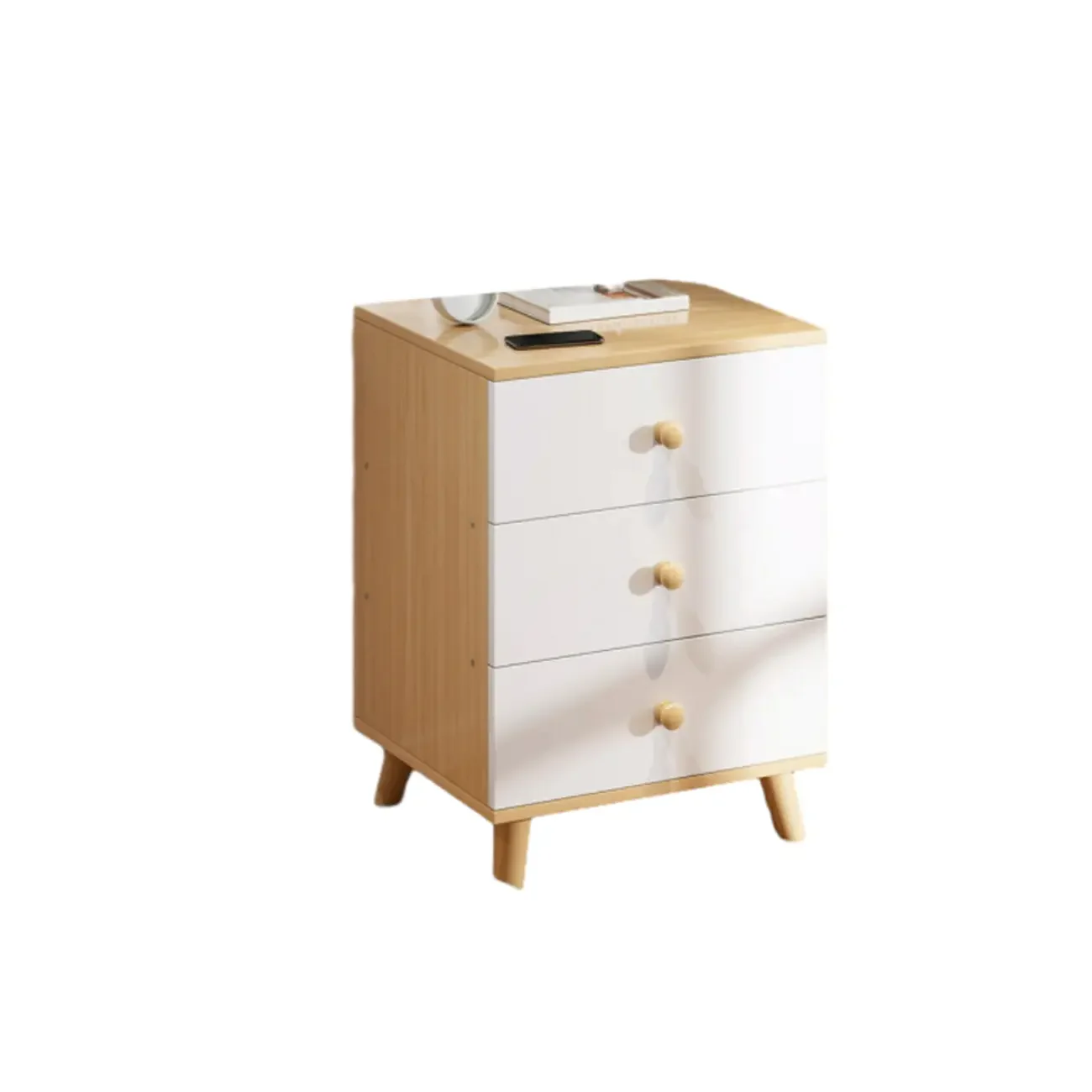 Modern Wooden Bedside Table with Dual Drawers