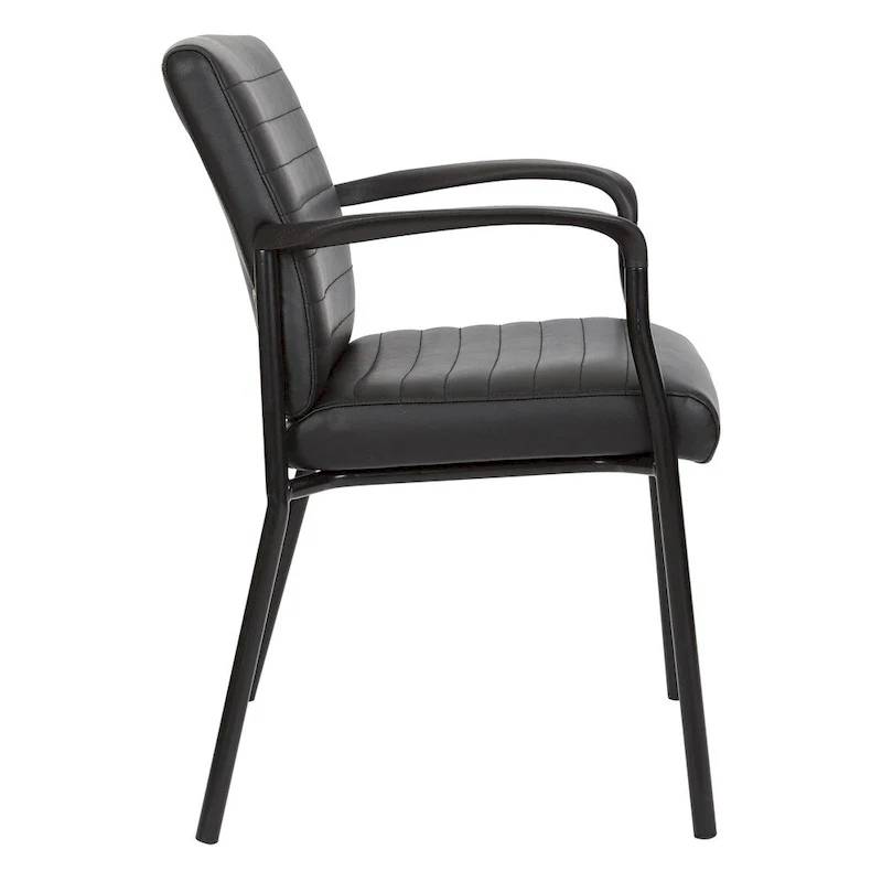 Guest Chair in Faux Leather and Black Frame