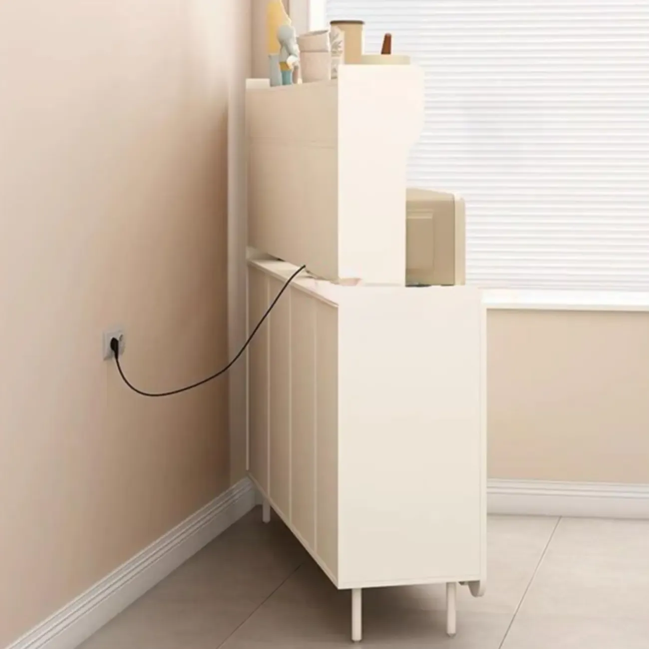 Modish Cream Wood Narrow Sideboard