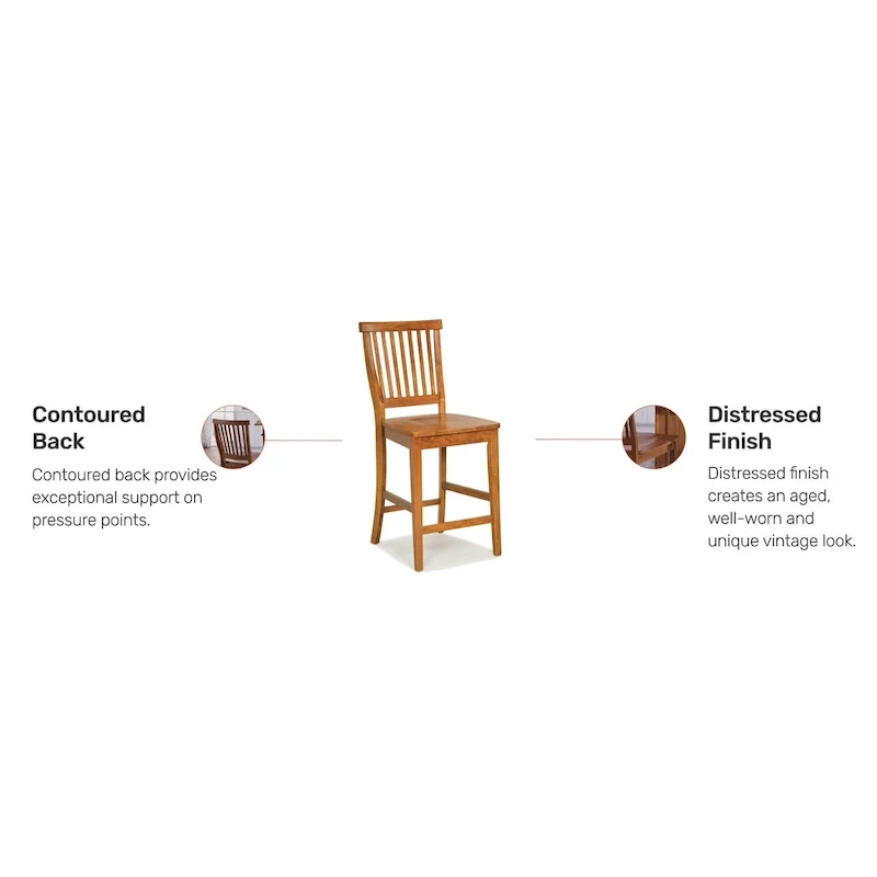 Counter Stool with Oak Finish and Contoured Seat