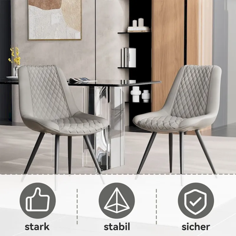 Leather Dining Chair with Metal Legs