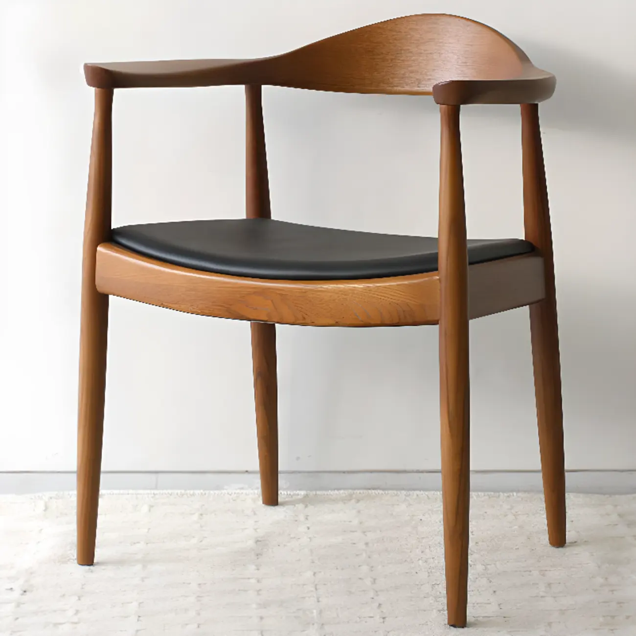 Brown Upholstered Dining Chair with Armrests