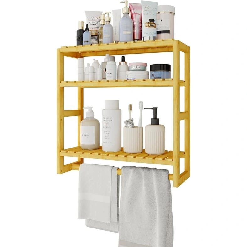 Bamboo Floating Shelves Bathroom Storage 3-Tier