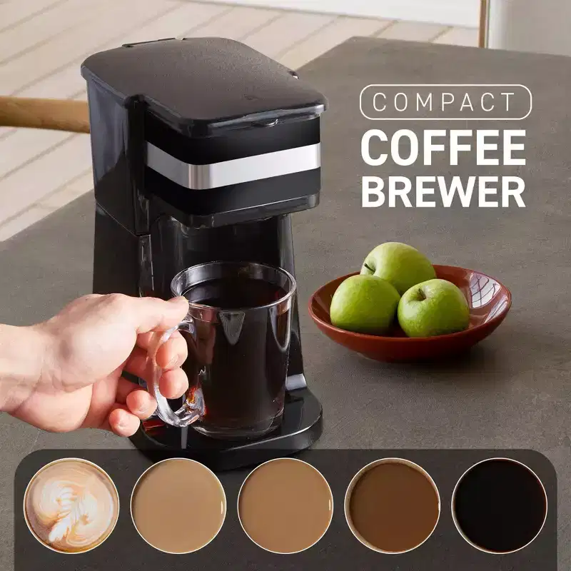 Elite Cuisine Personal Coffee Maker with Travel Mug - Black