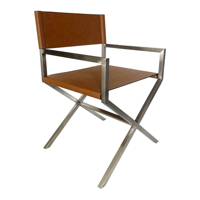 Rux Dining Chair, Smooth Brown Faux Leather, Director