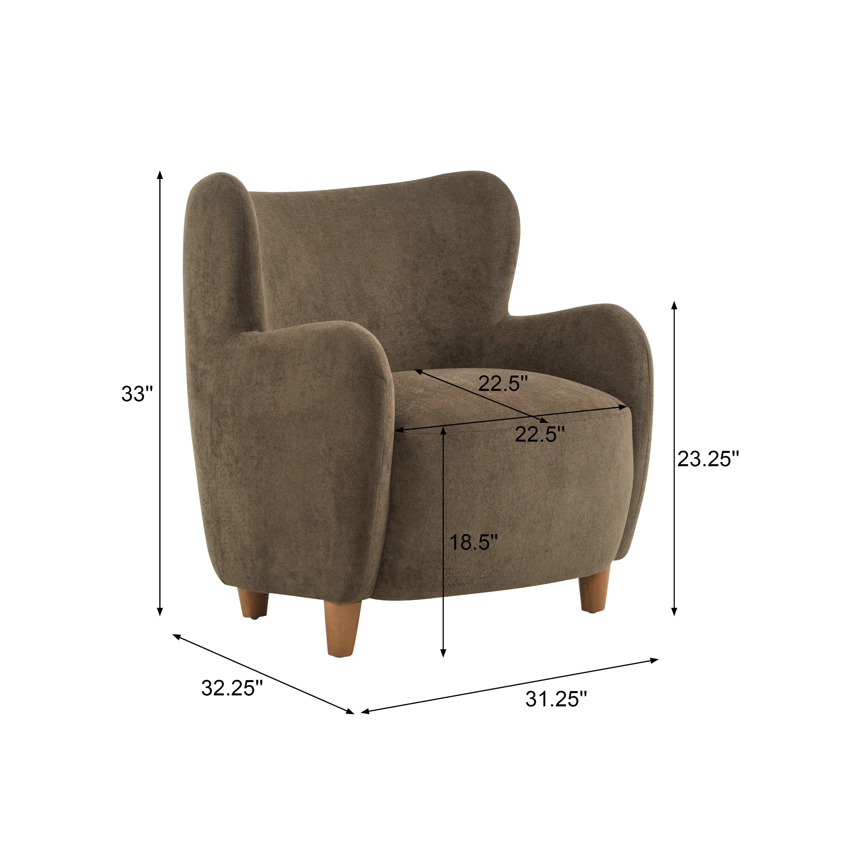 Luxury Modern Fabric Armchair with Round Arms & Tapered Legs
