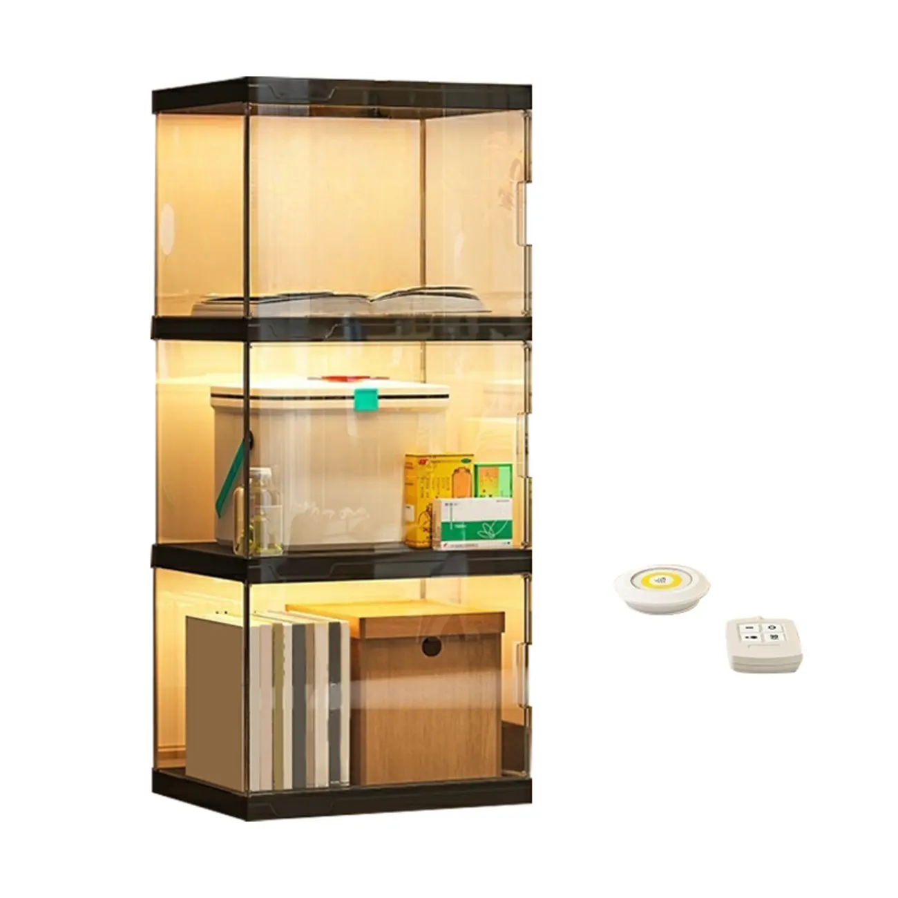 Modern Acrylic 5-Tier Lighted Display Bookcase