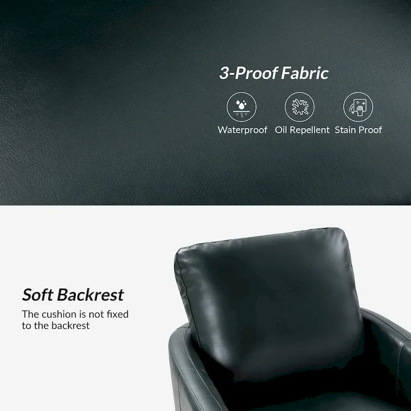 Transitional Swivel Faux Leather Barrel Chair with Metal Base
