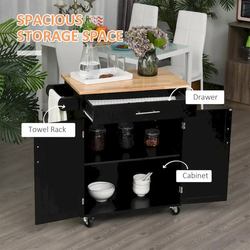 Kitchen Island Cart Rolling Trolley Cart with Drawer