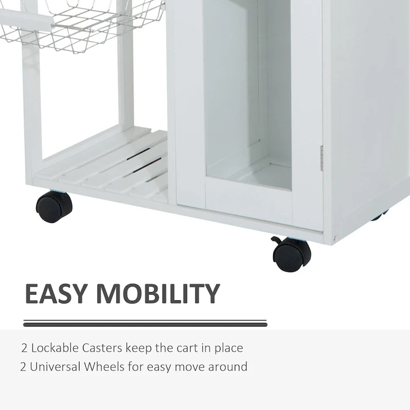 HOMCOM 28 White Rolling Kitchen Trolley Serving Cart