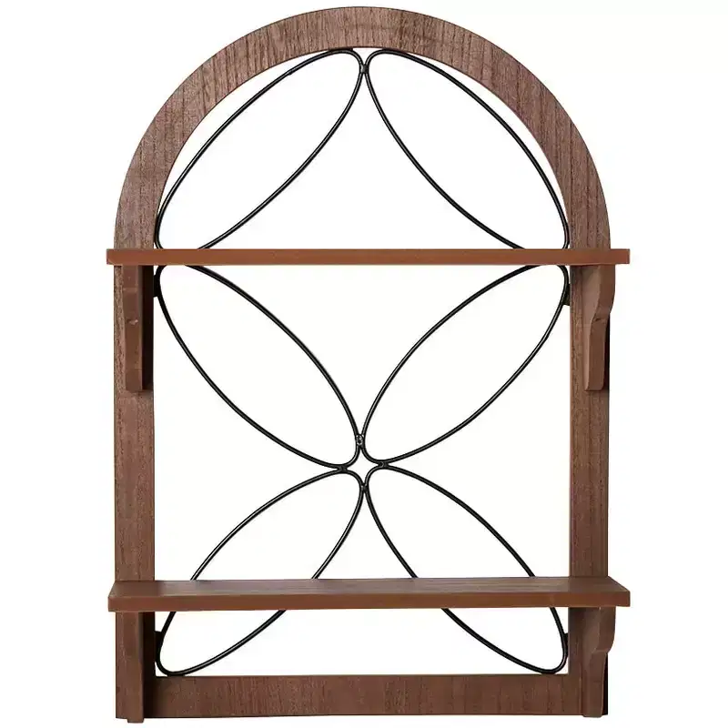 The Lakeside Collection Decorative Wood-Like Console Table or Matching Shelf with Metal Scroll -