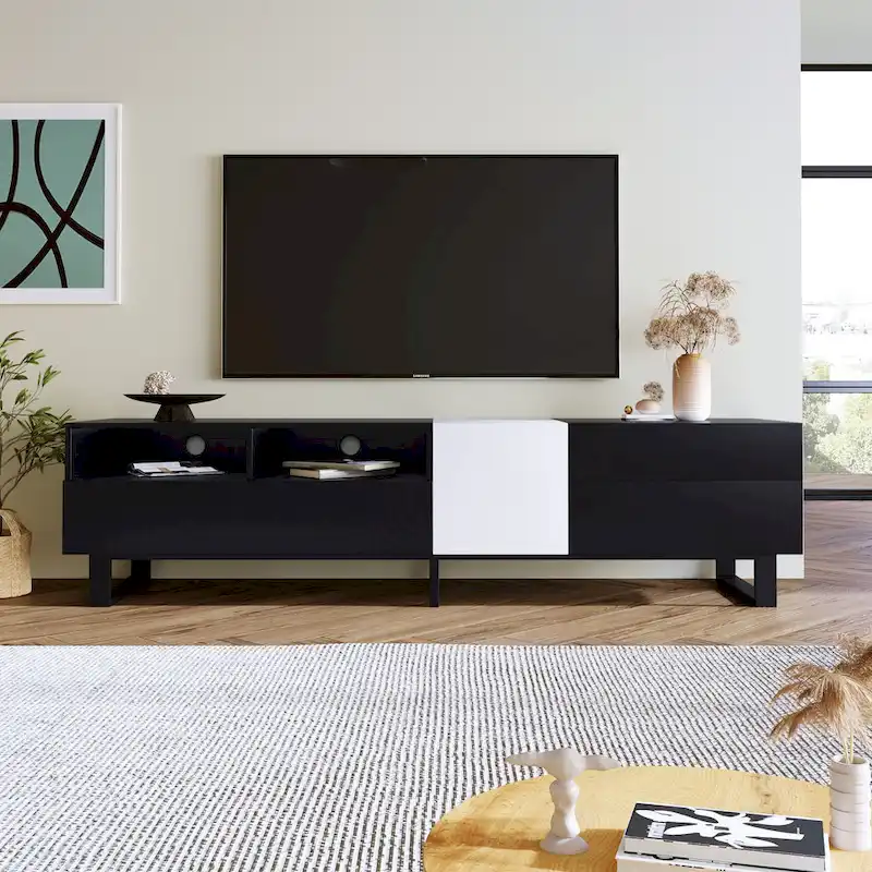 Modern TV Stand for 80  TV with Double Storage Space