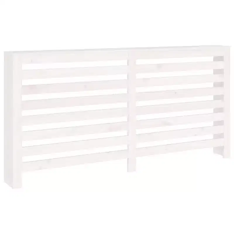 vidaXL Radiator Cover - White Solid Pine Wood Decorative Shelf with Modern Slat Design, Dimension 66.5x7.5x33.1