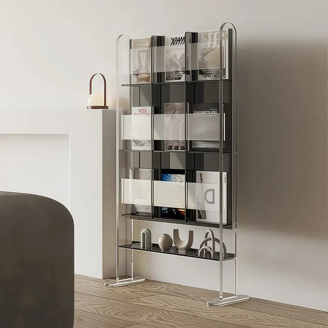Vertical Acrylic 4-Shelf Closed Back Display Bookcase