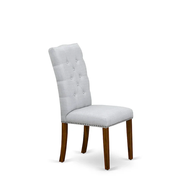 3 Piece Dining Table Set Contains a Round Dining Table and 2 Linen Fabric Parson Chairs, (Finish Options)