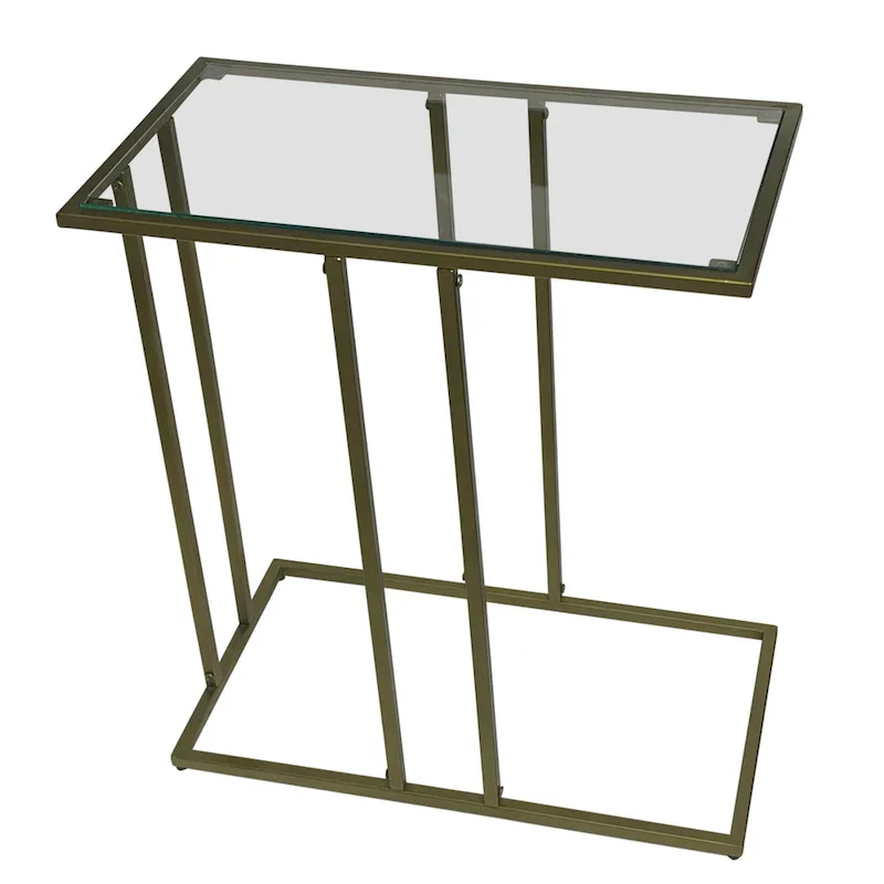 End Table with Clear Glass - Antique Gold