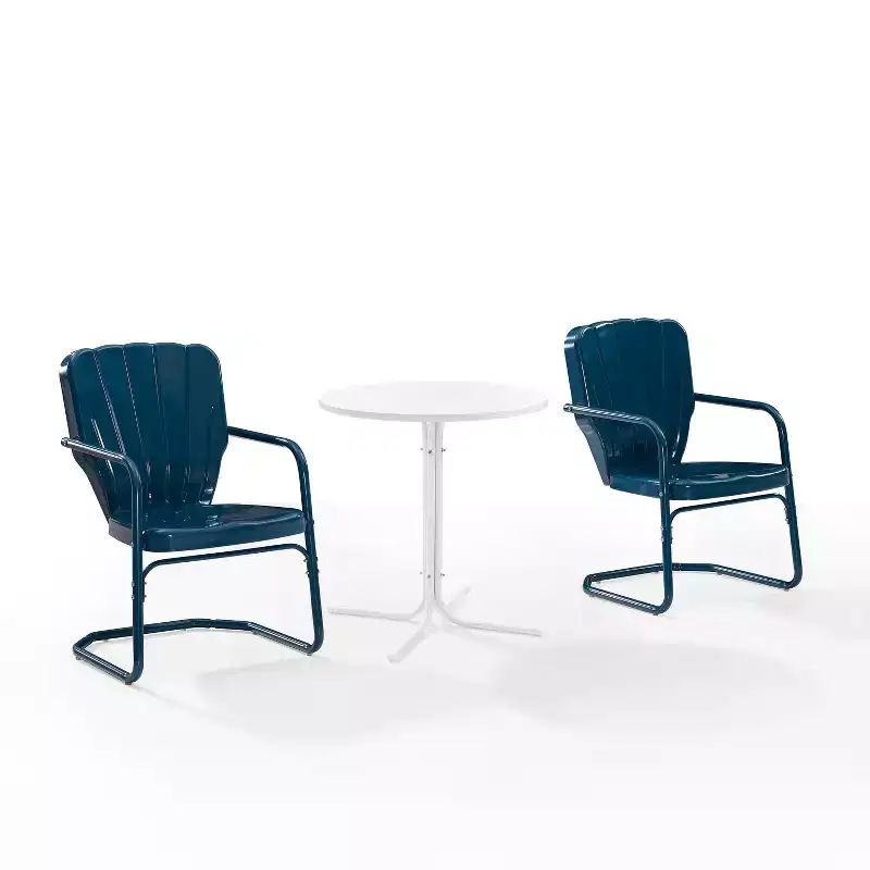 Ridgeland 3pc Outdoor Bistro Set with Table & 2 Chairs - Navy Gloss - Crosley