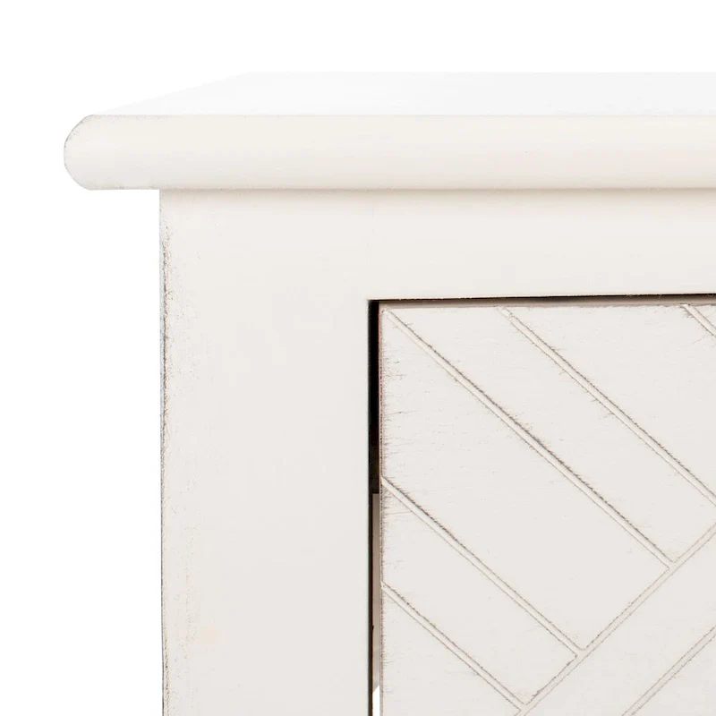 3-Drawer Console Table with Herringbone Pattern and Bottom Shelf