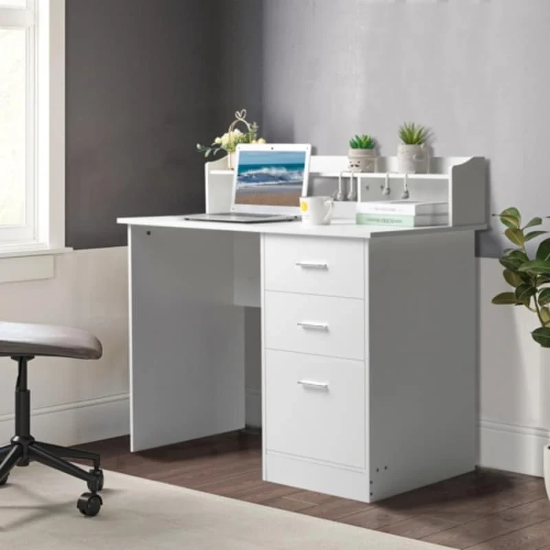 Three-drawers Wood Grain Particleboard Computer Desk