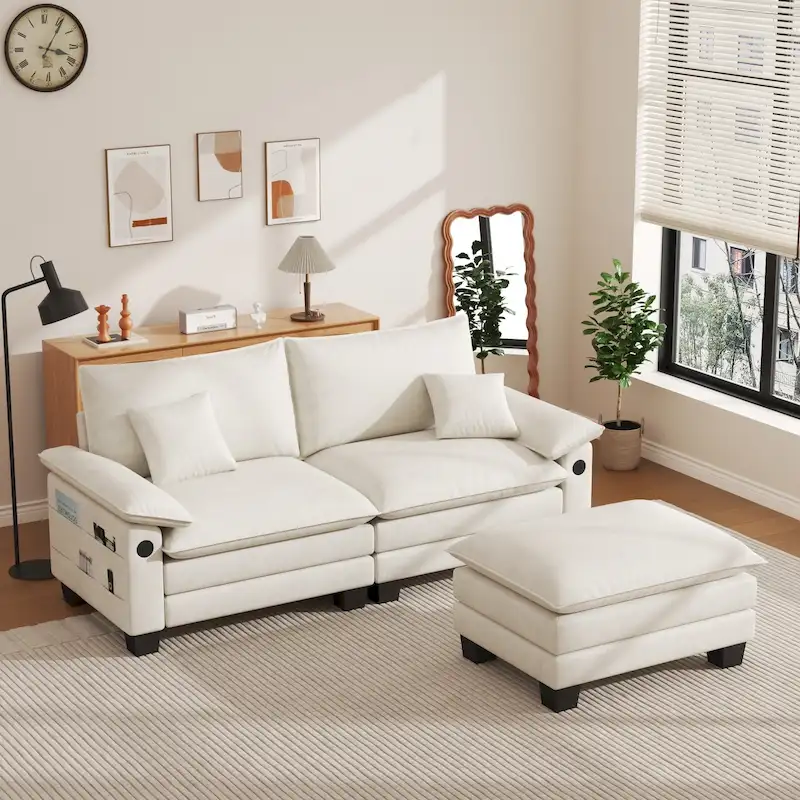 Modular Sectional Sofa with Ottoman and Deep Seat Sleeper