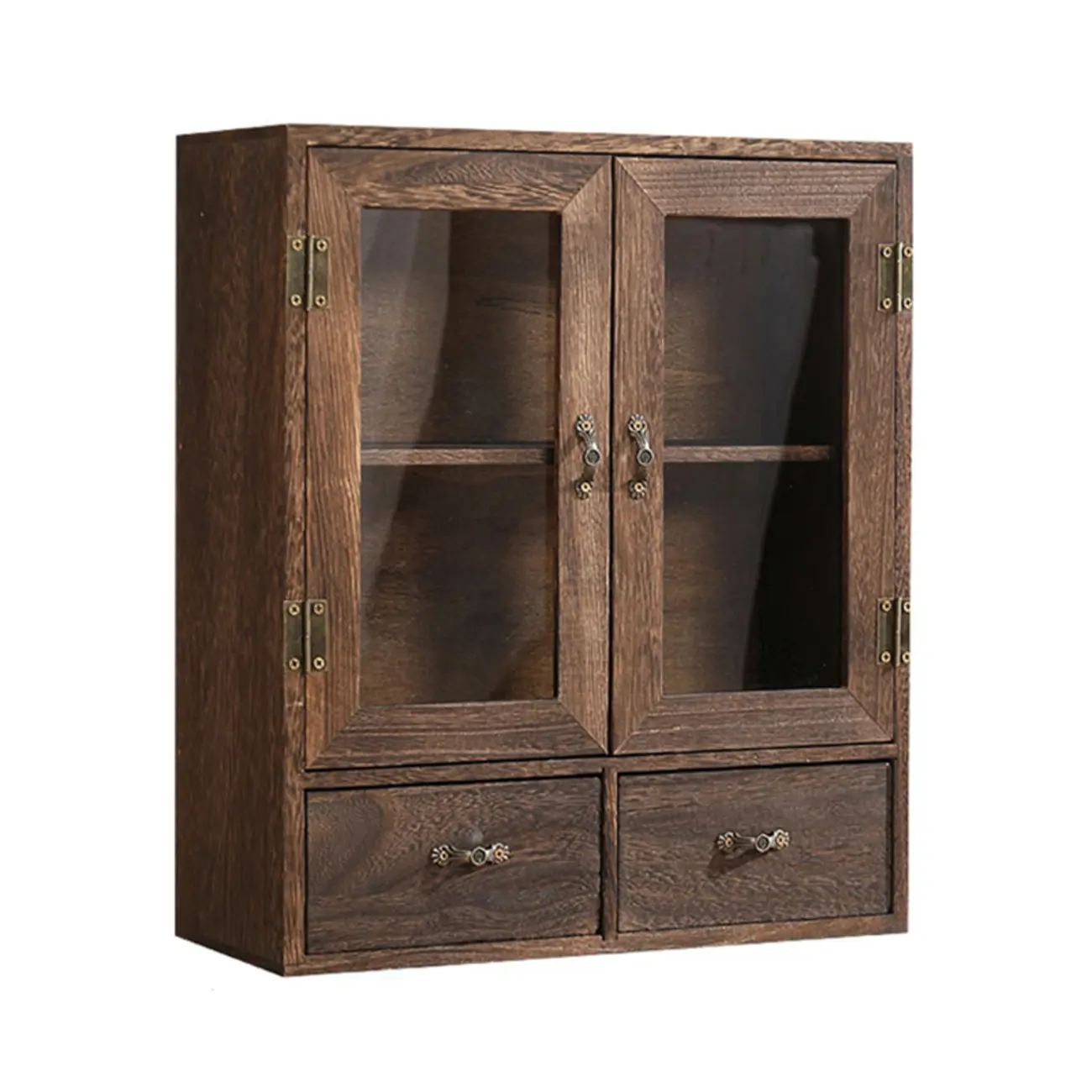Brown Wooden Freestanding Display Cabinet for Kitchen
