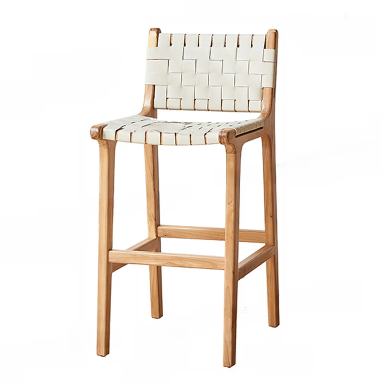 Scandinavian Wooden Ratten Bar Stool