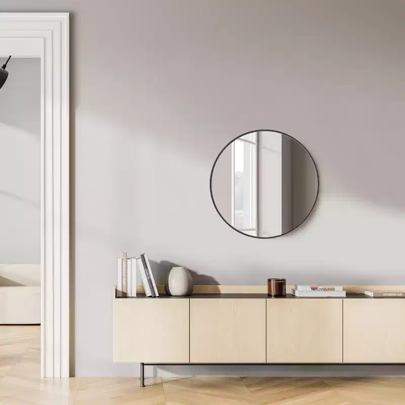 20 Inch Round Bathroom Mirror, Over Sink Aluminum Wall Mirror with Rustproof Coating, Black