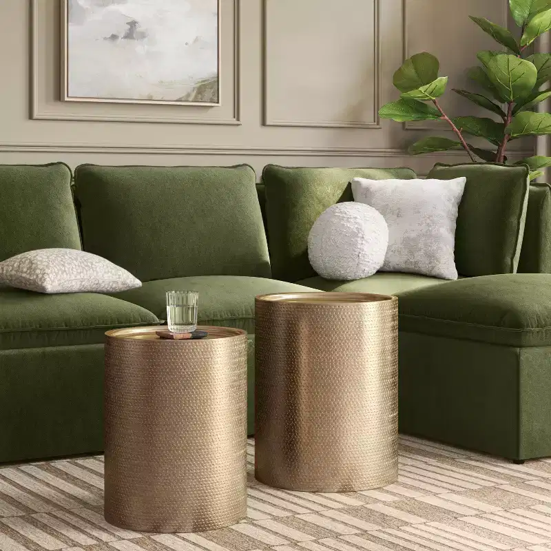 Manila Side Tables - Threshold™: Gold-Tone Metal, Hand-Carved, No Assembly Required