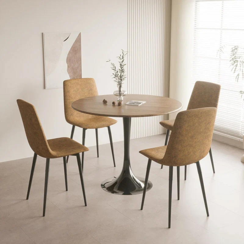 Round Dining Table, 31.5  Tulip Table Kitchen Dining Table 2-4 People with MDF Table Top & Pedestal Base, End Table