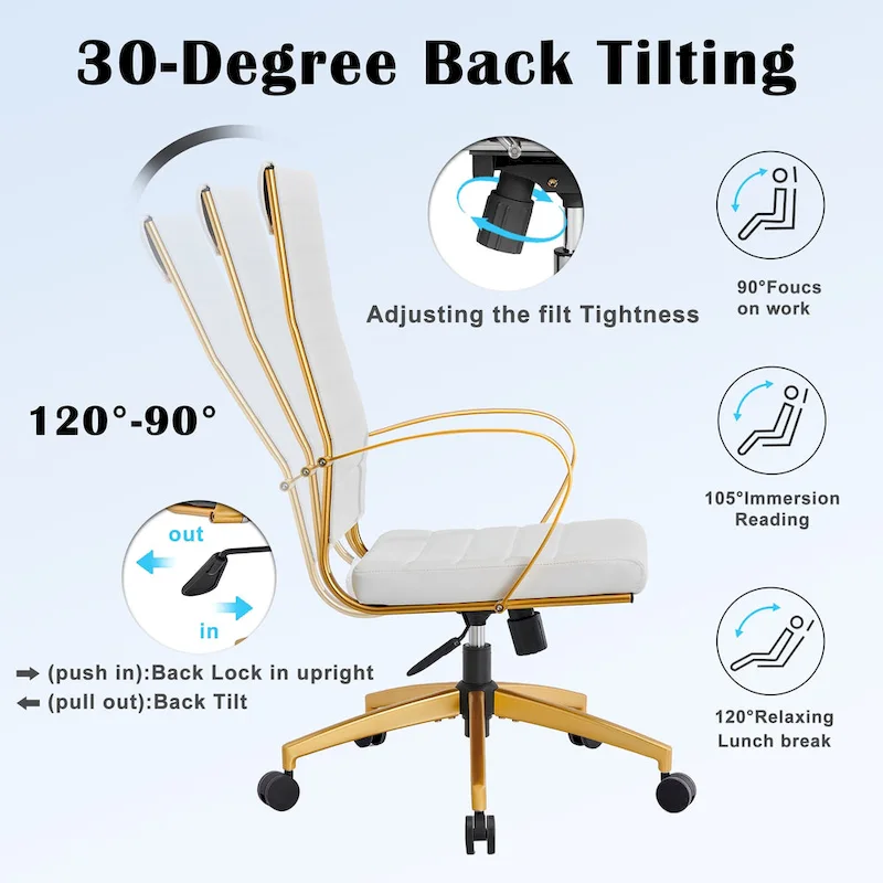 CAROCC Ribbed Computer Office Chair Adjustable Swivel High Back Desk Chair